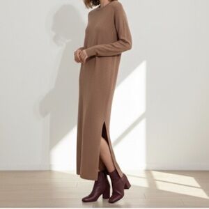 Anine Bing Midi Dress Size XS Knit Tan Longsleeve Side Slits